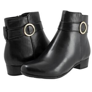 Trotters Womens Melody Ankle Booties US 10.5 NARROW Black Leather NIB